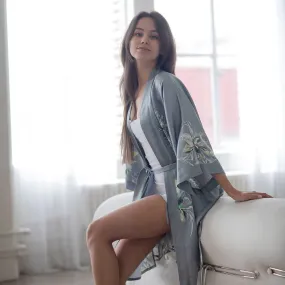 Washable Silk Yuri Short Kimono Robe