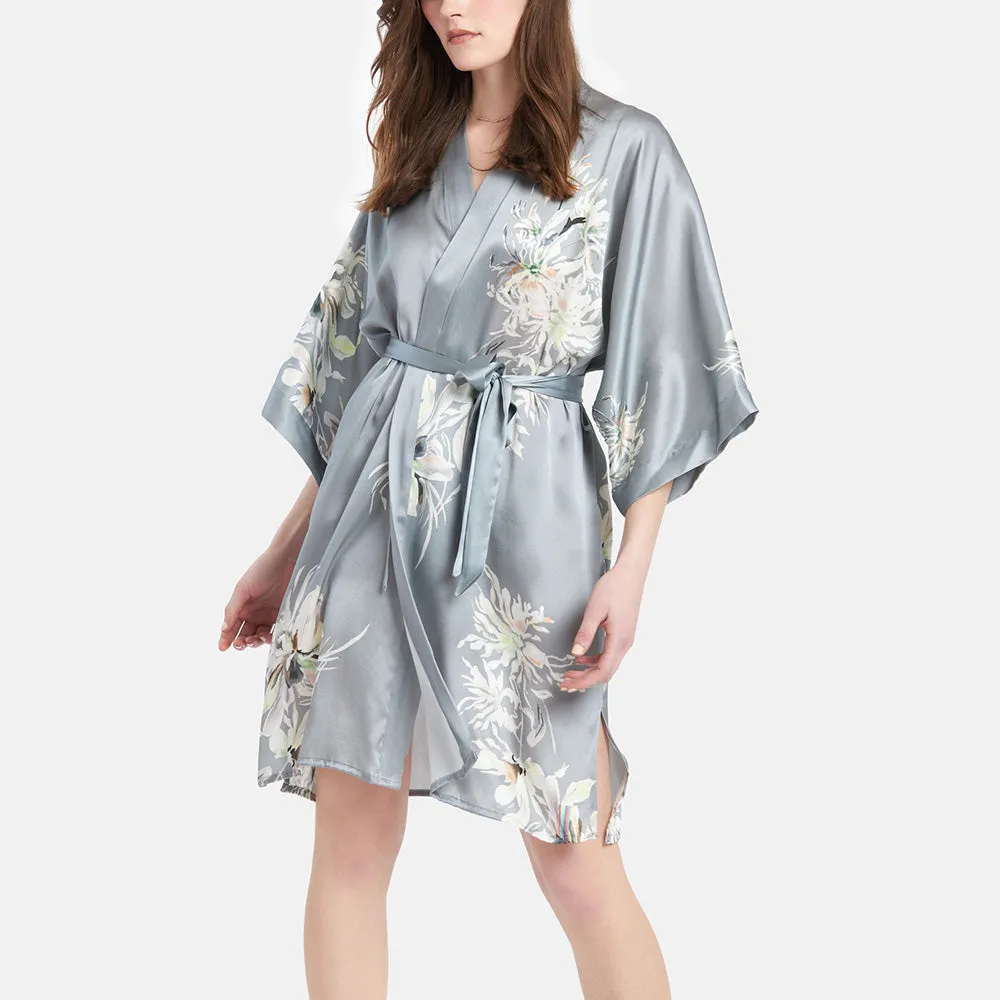 Washable Silk Yuri Short Kimono Robe