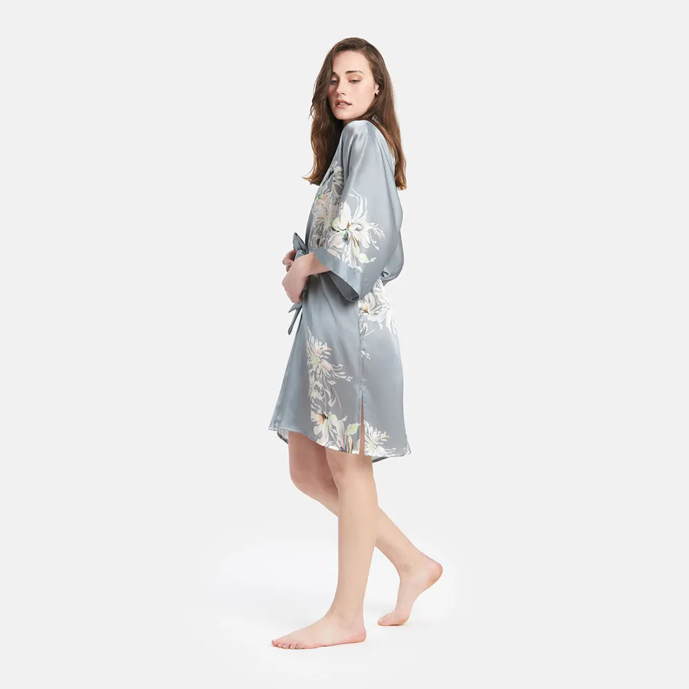 Washable Silk Yuri Short Kimono Robe