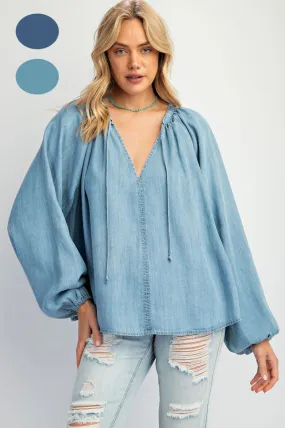 Washed Chambray Flare Tunic