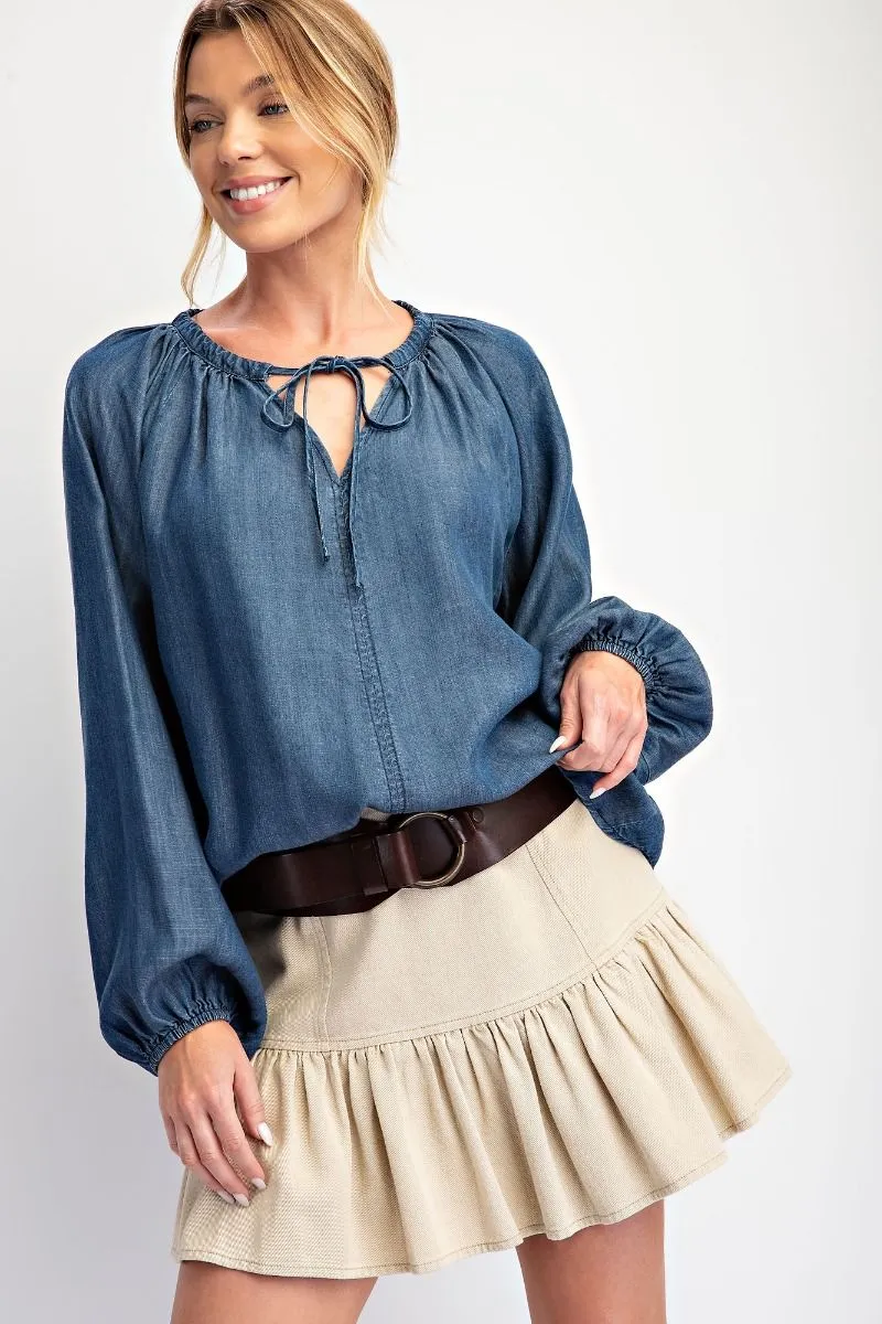 Washed Chambray Flare Tunic