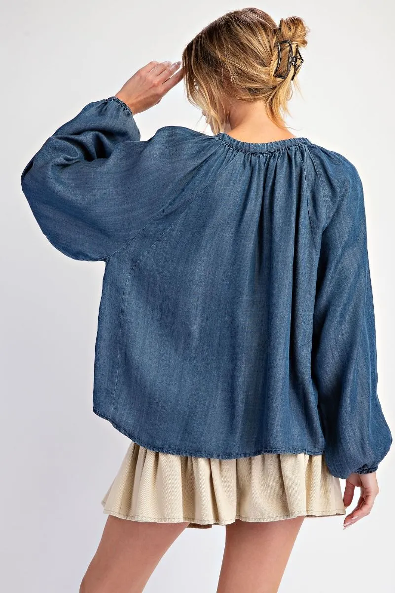 Washed Chambray Flare Tunic