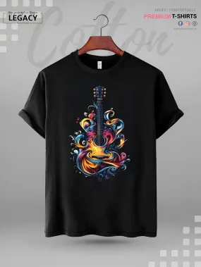 Watercolor Guitar Instrument With Splash Men's High Quality T-Shirt In Lowest Price