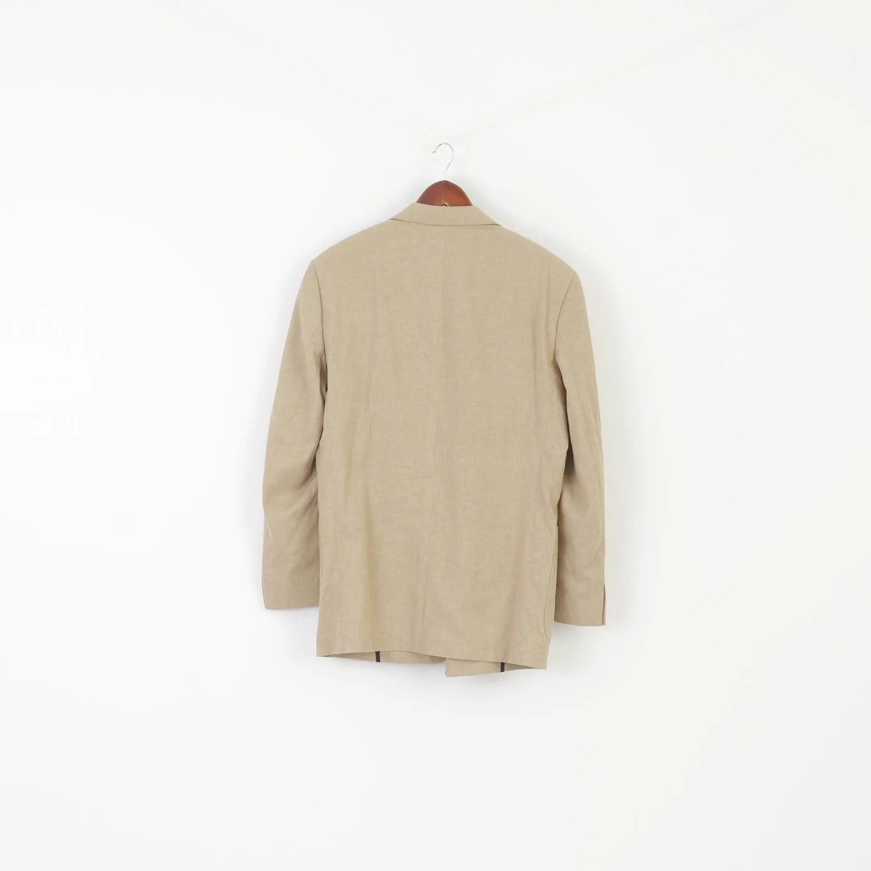 Webmore Light Men 50 40 Blazer Beige Cotton Linen Blend Single Breasted Jacket