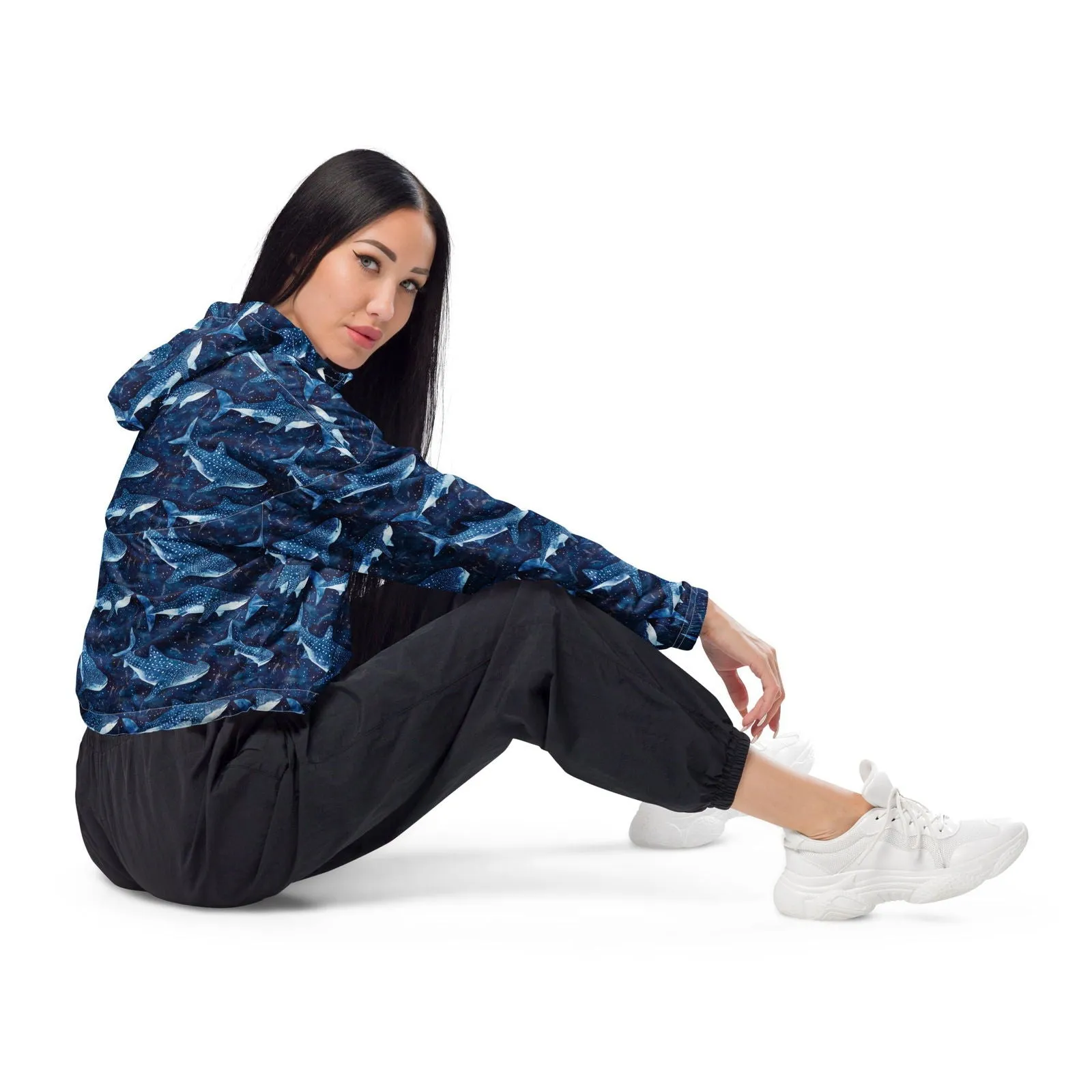 Whale Shark Dream Women’s Cropped Windbreaker