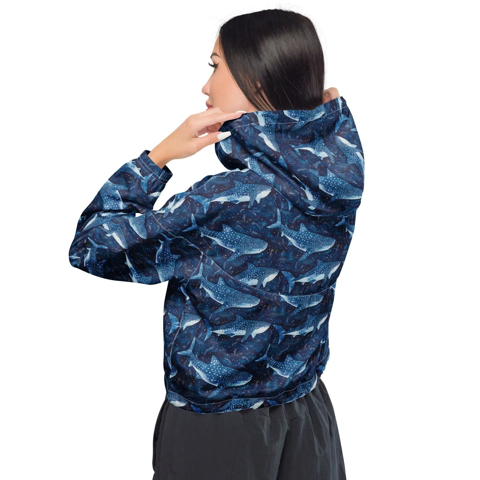 Whale Shark Dream Women’s Cropped Windbreaker