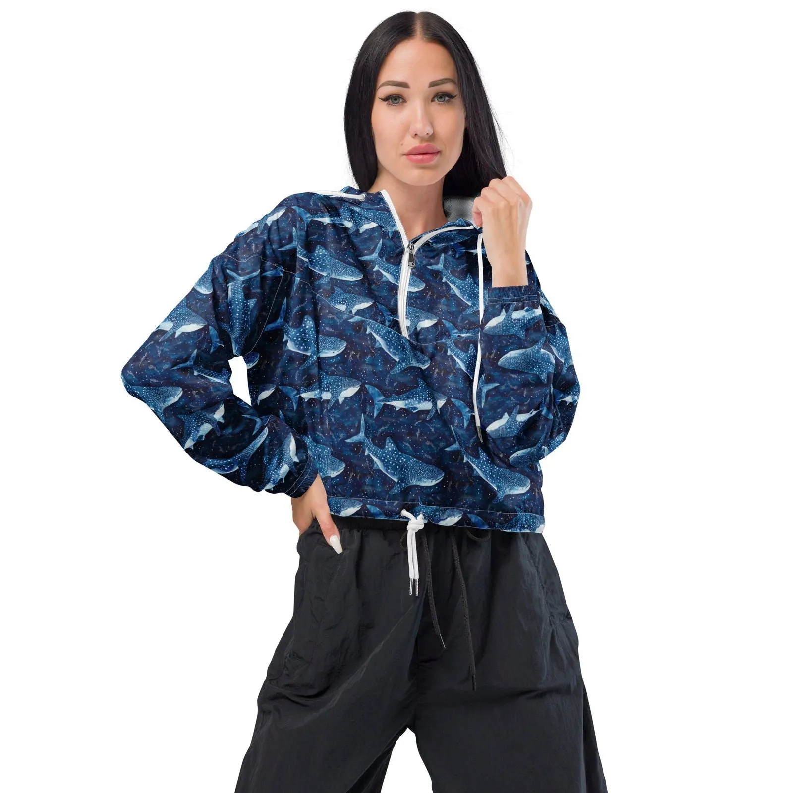 Whale Shark Dream Women’s Cropped Windbreaker