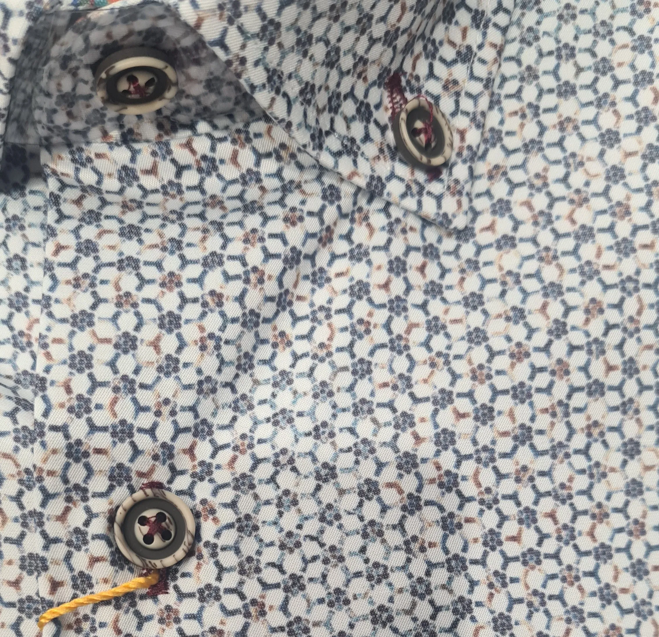 White Label Long Sleeve Flower Design Casual Shirt - Blue/White