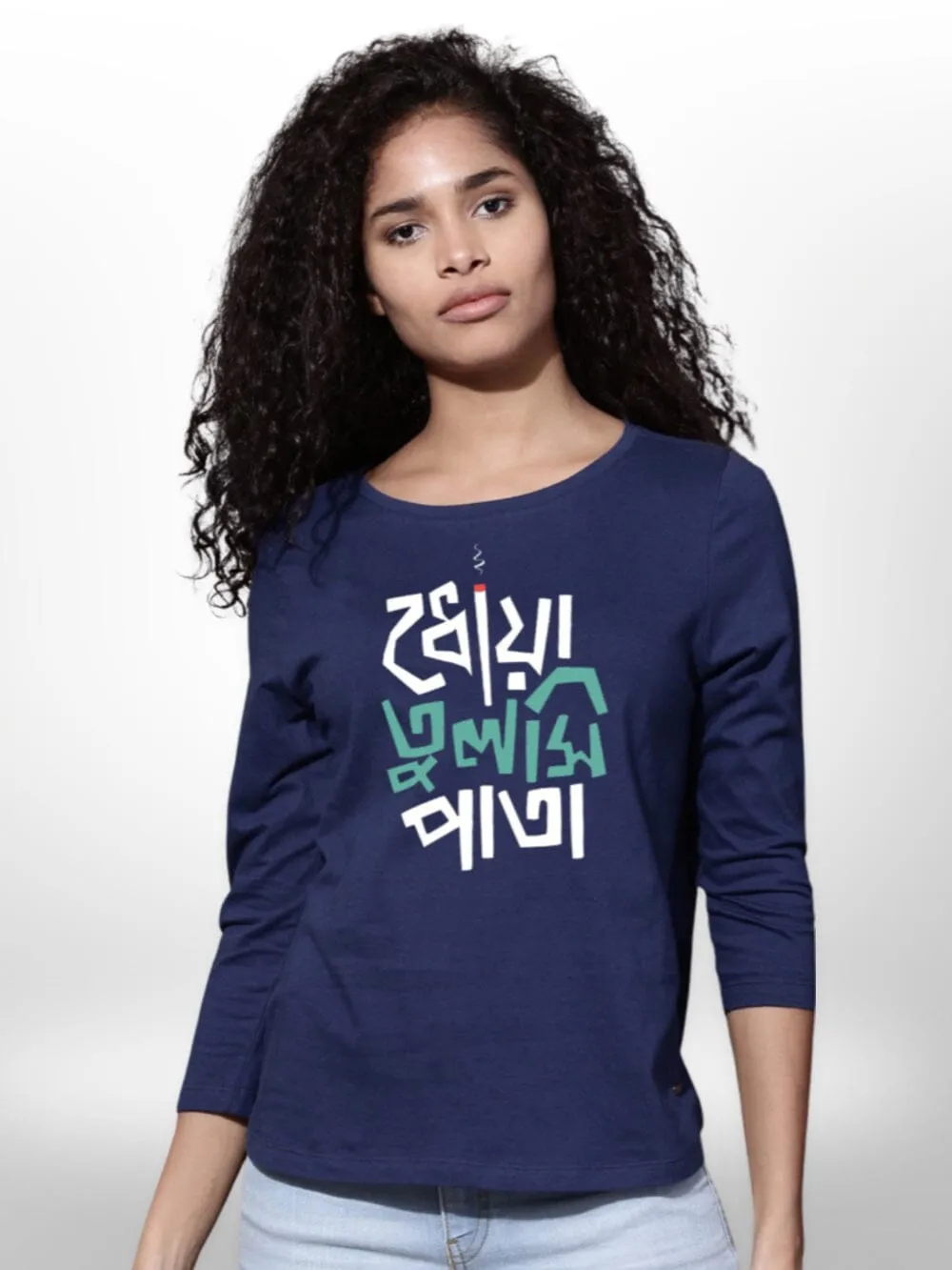 Womens Bangla Printed 4 Quarter Sleeve T-shirt