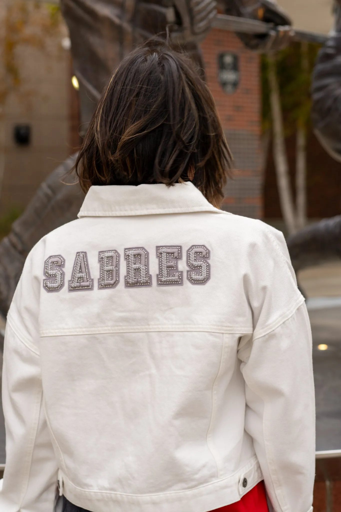 Women's Buffalo Sabres 4Her White Denim Cropped Jacket