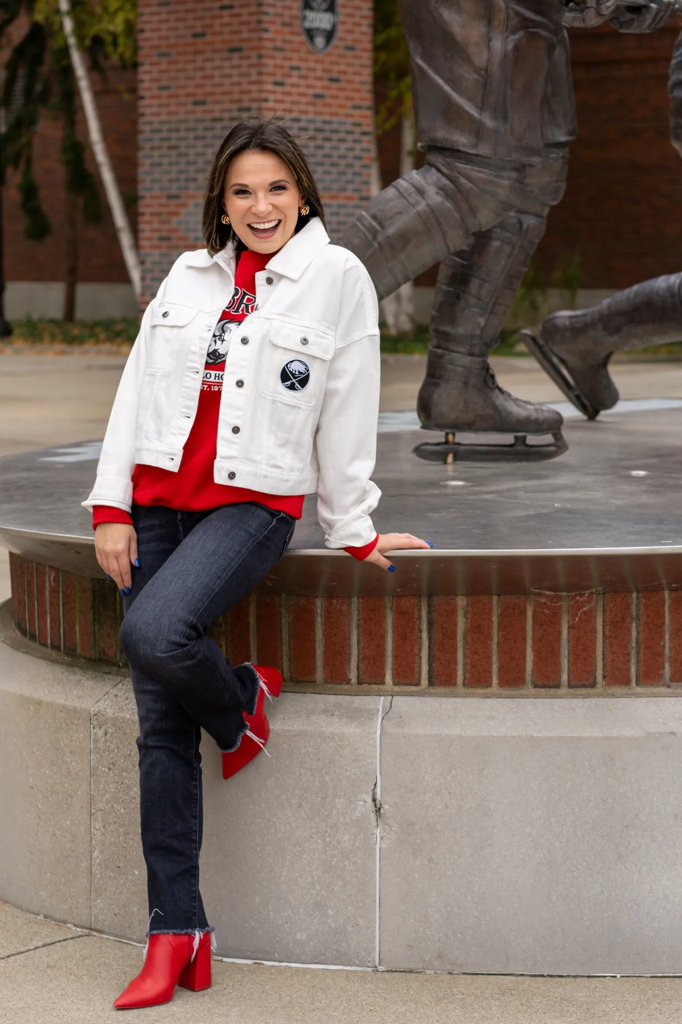 Women's Buffalo Sabres 4Her White Denim Cropped Jacket