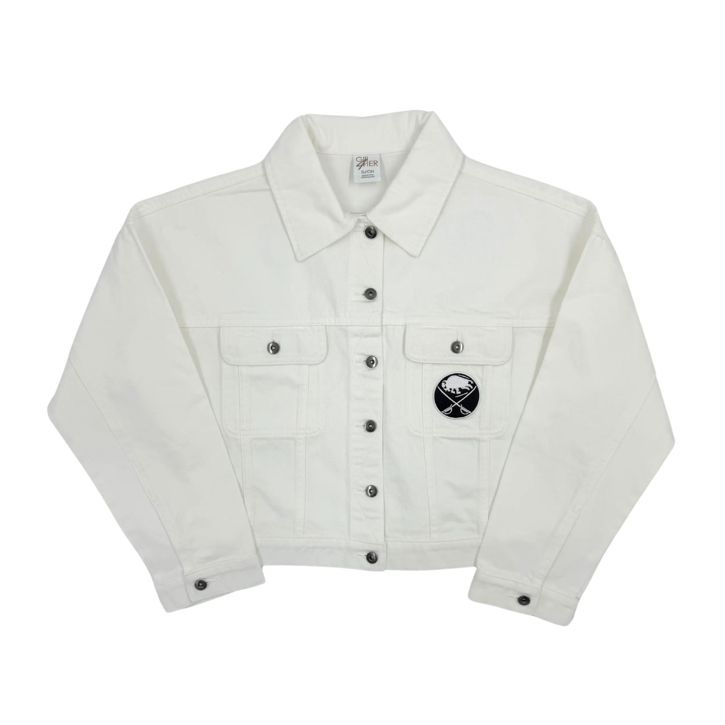 Women's Buffalo Sabres 4Her White Denim Cropped Jacket