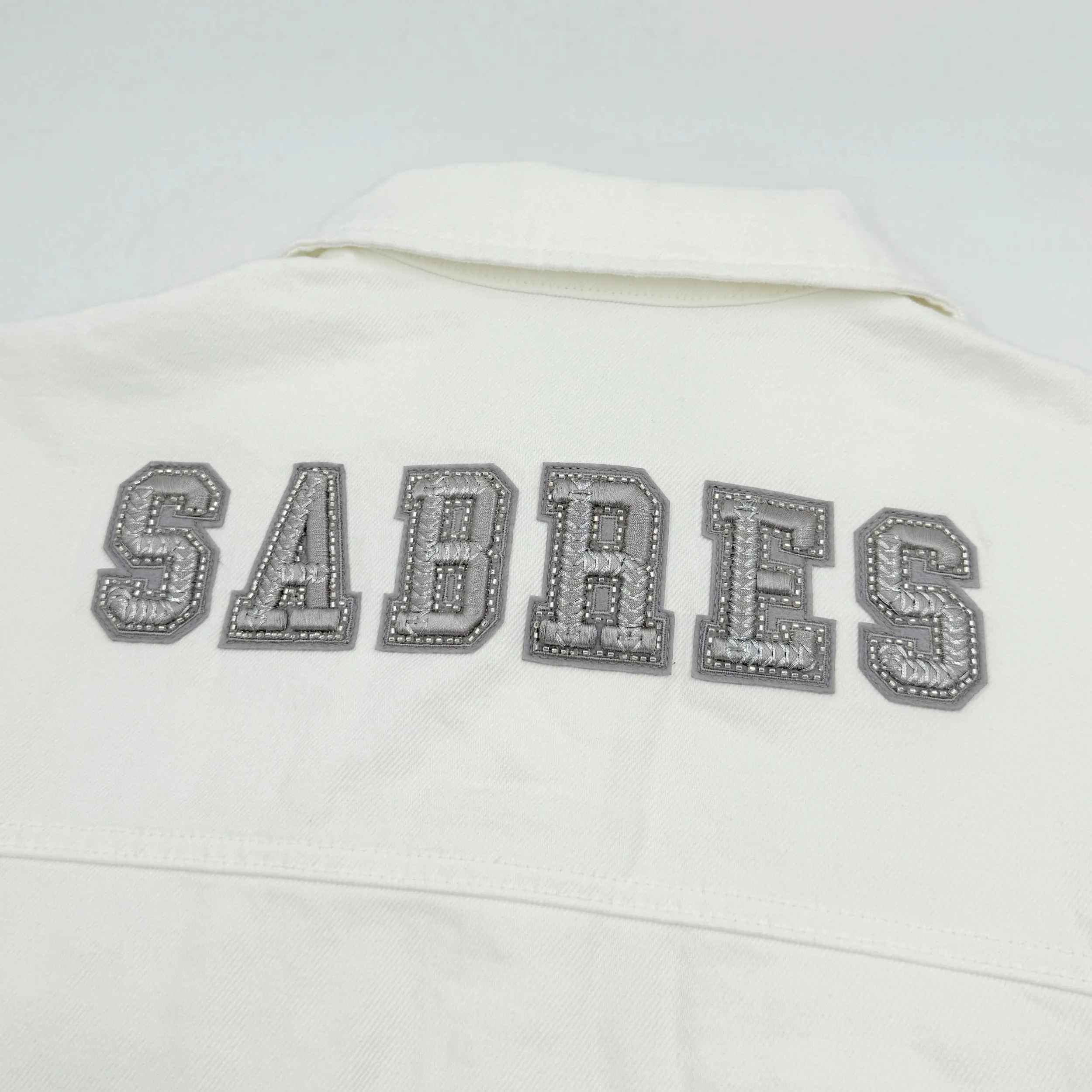 Women's Buffalo Sabres 4Her White Denim Cropped Jacket
