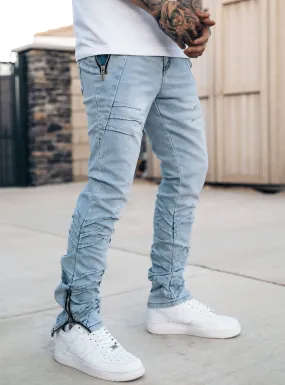 Wrinkled Track Jeans in Blue