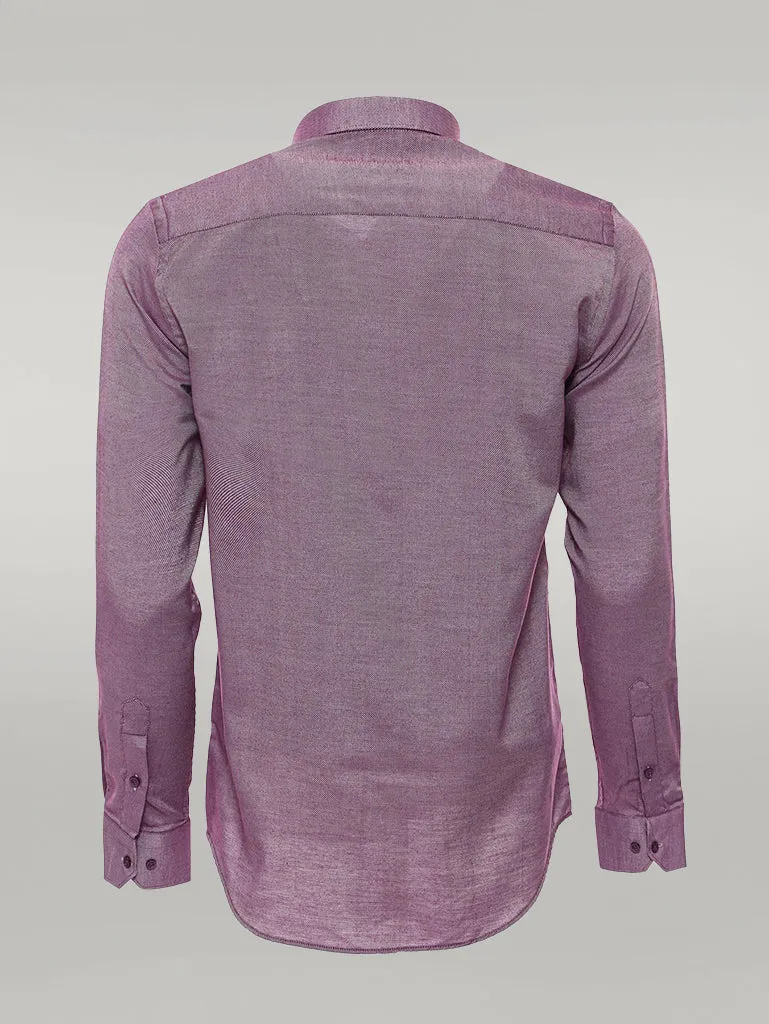 WSS Burgundy Patterned Long Sleeve Shirt  - Singen