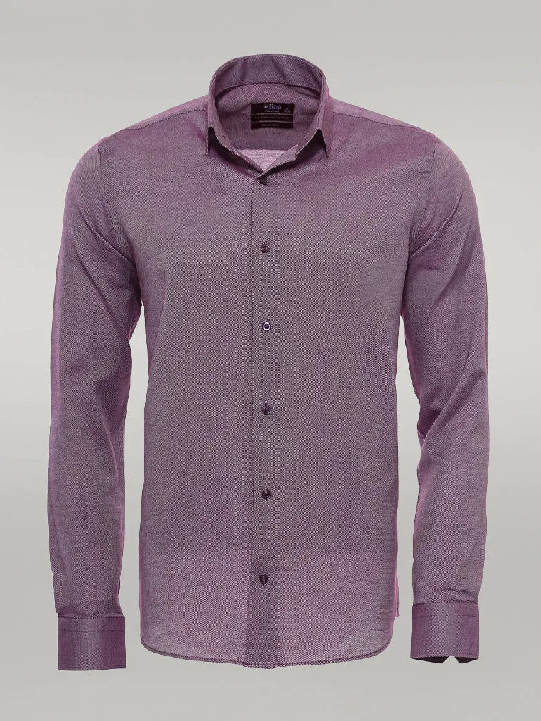 WSS Burgundy Patterned Long Sleeve Shirt  - Singen