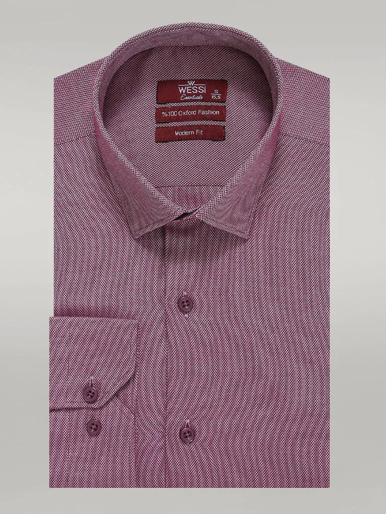 WSS Burgundy Patterned Long Sleeve Shirt  - Singen