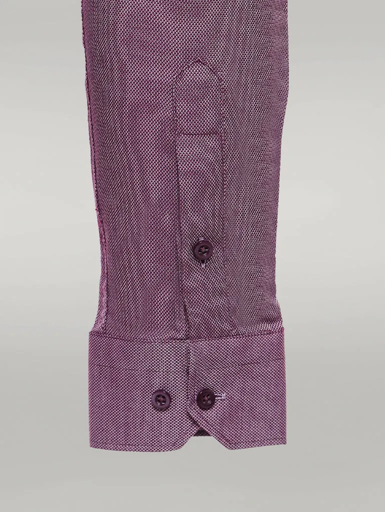 WSS Burgundy Patterned Long Sleeve Shirt  - Singen