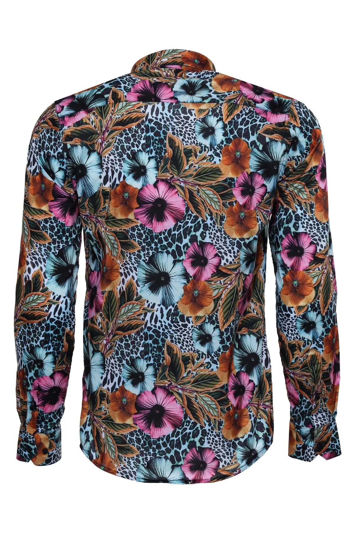 WSS Floral Patterned Slim Fit Long Sleeves Multicolor Men Shirt  - Singen