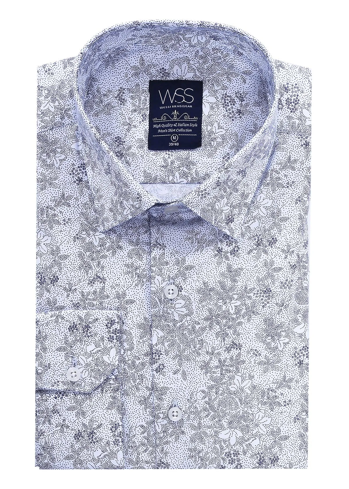 WSS Grey Flower Patterned Slim Fit Shirt  - Singen