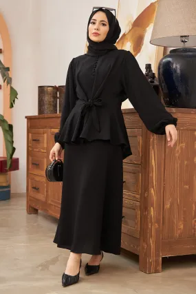 ZRF Women Button-Front Skirt Suit - Black - Santa Ana Nextlalpan