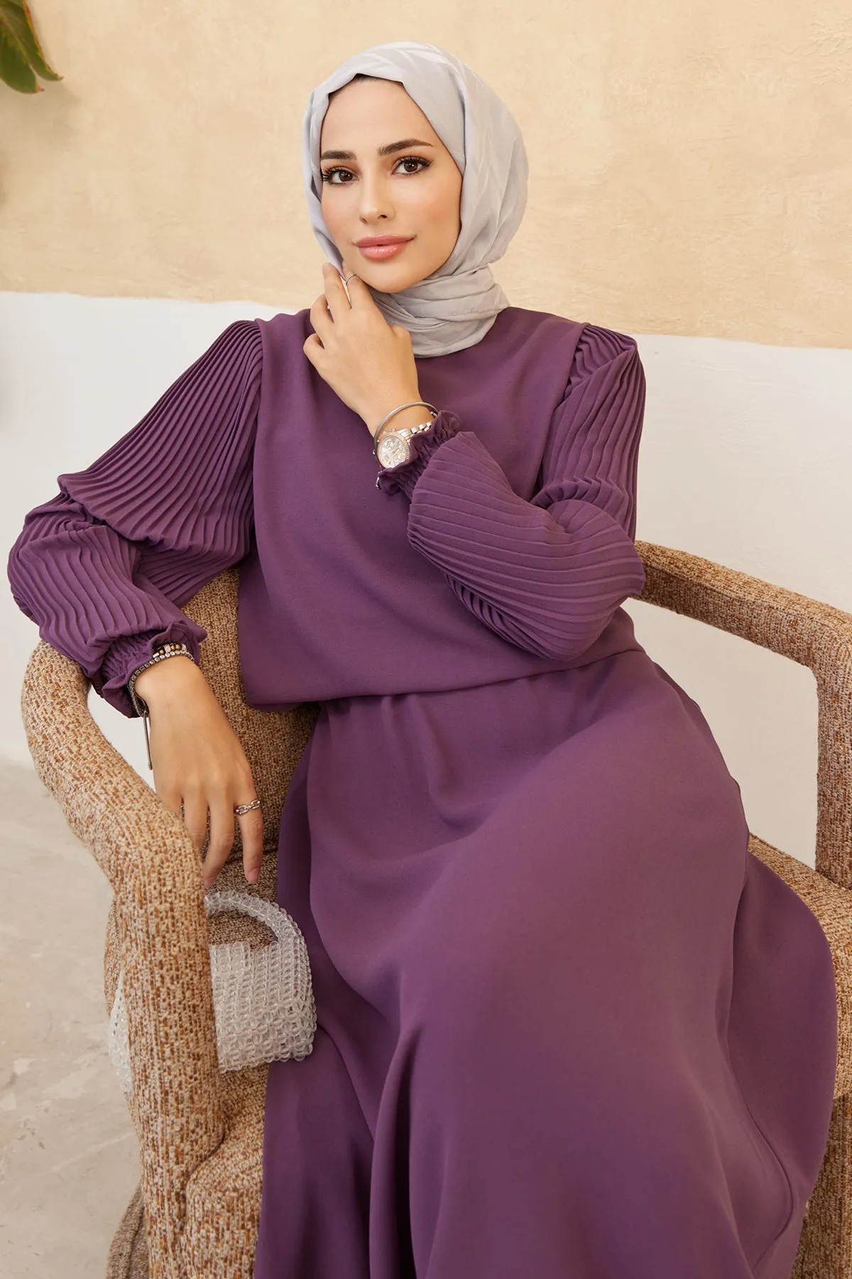 ZRF Women Sleeveless Skirt Tunic Set with Ruffled Sleeves - Lilac - Guelph