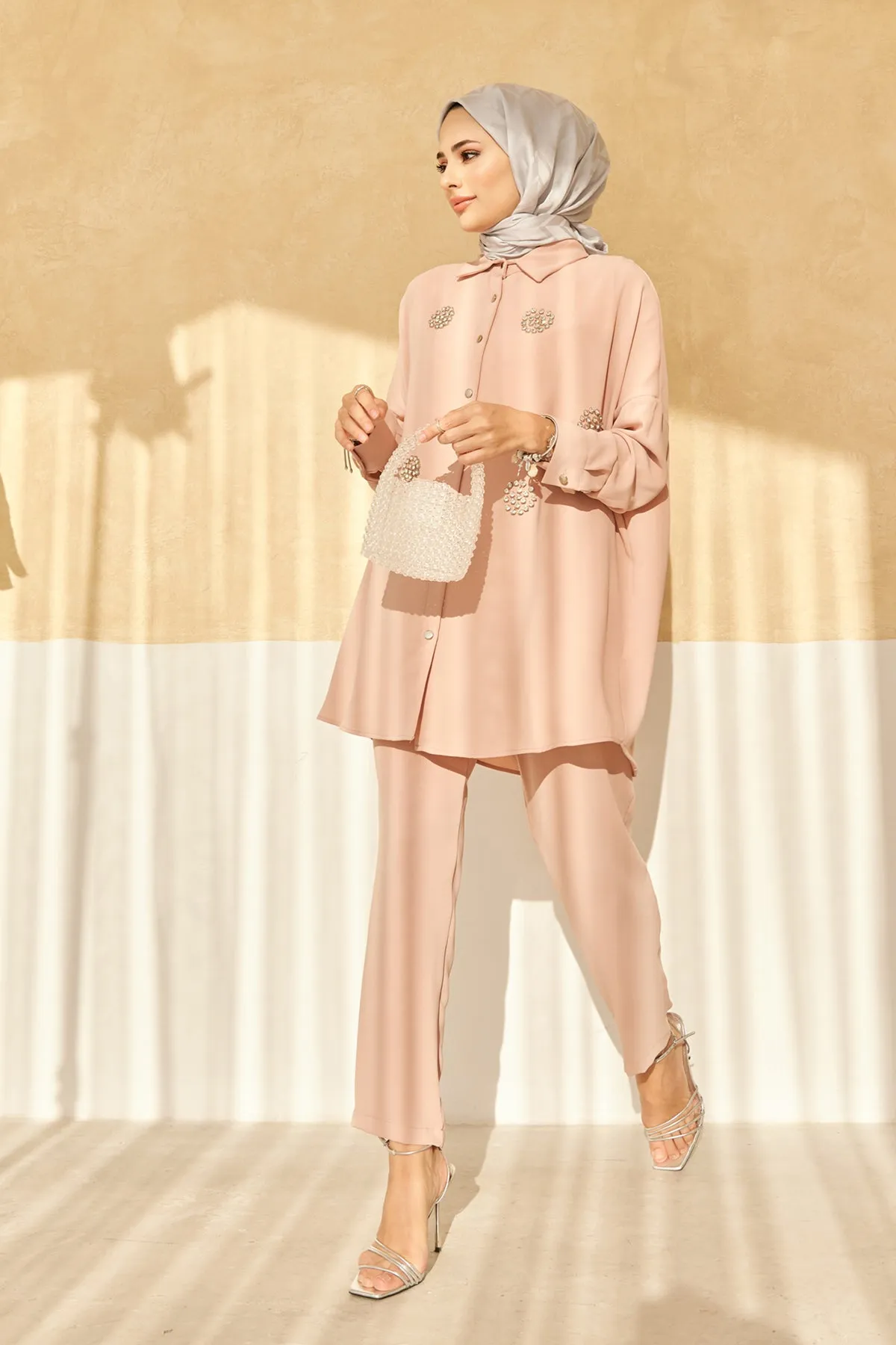 ZRF Women Stone-embellished Two-piece Set - Powder - Vergína