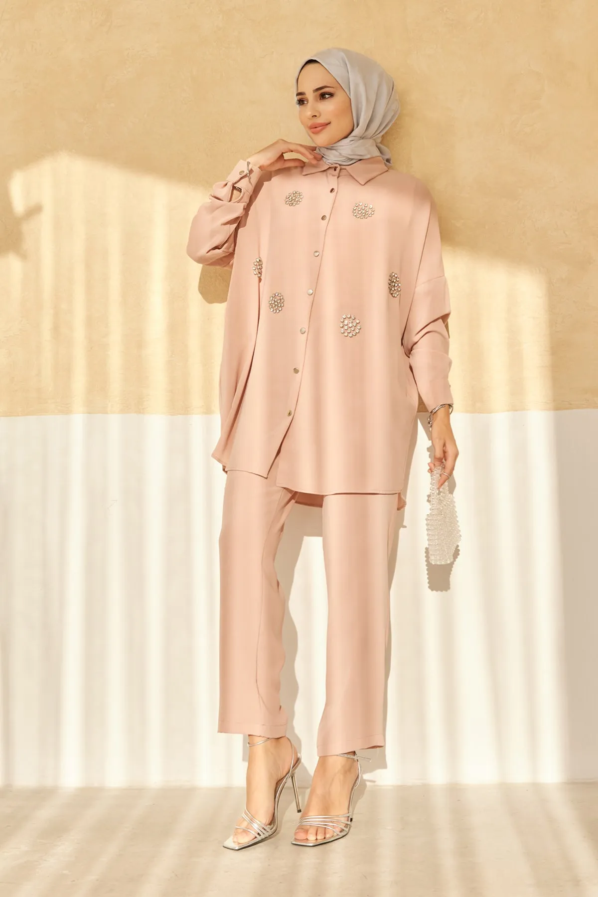 ZRF Women Stone-embellished Two-piece Set - Powder - Vergína